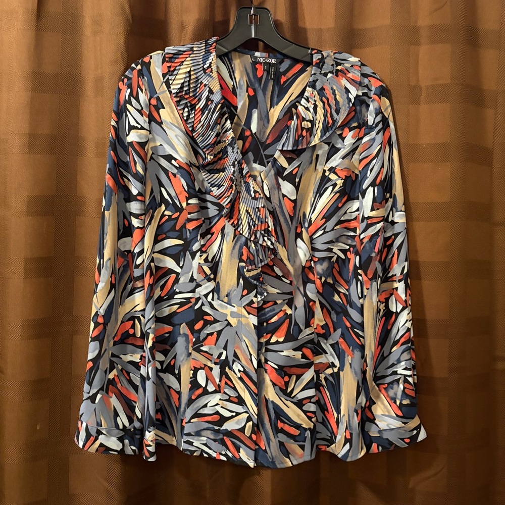 NIC+ZOE Ruffled Top Blouse Women's Size Small - Picture 3 of 7